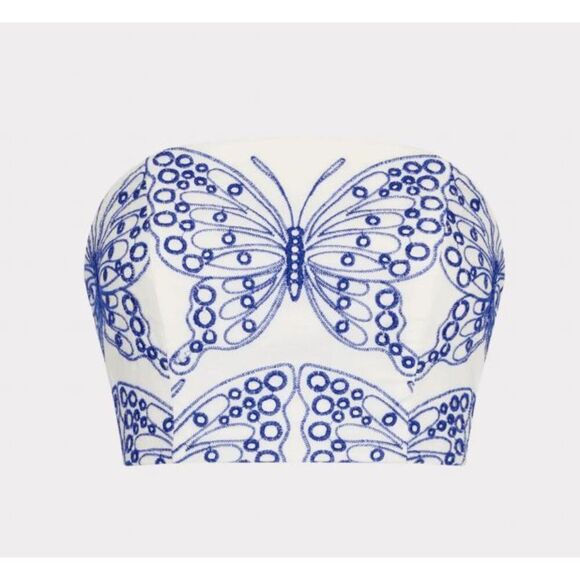NWT Milly Butterfly Eyelet Strapless Crop Top- Size L - Picture 1 of 12